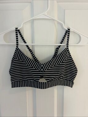 Lululemon Black & White Striped Sports Bra